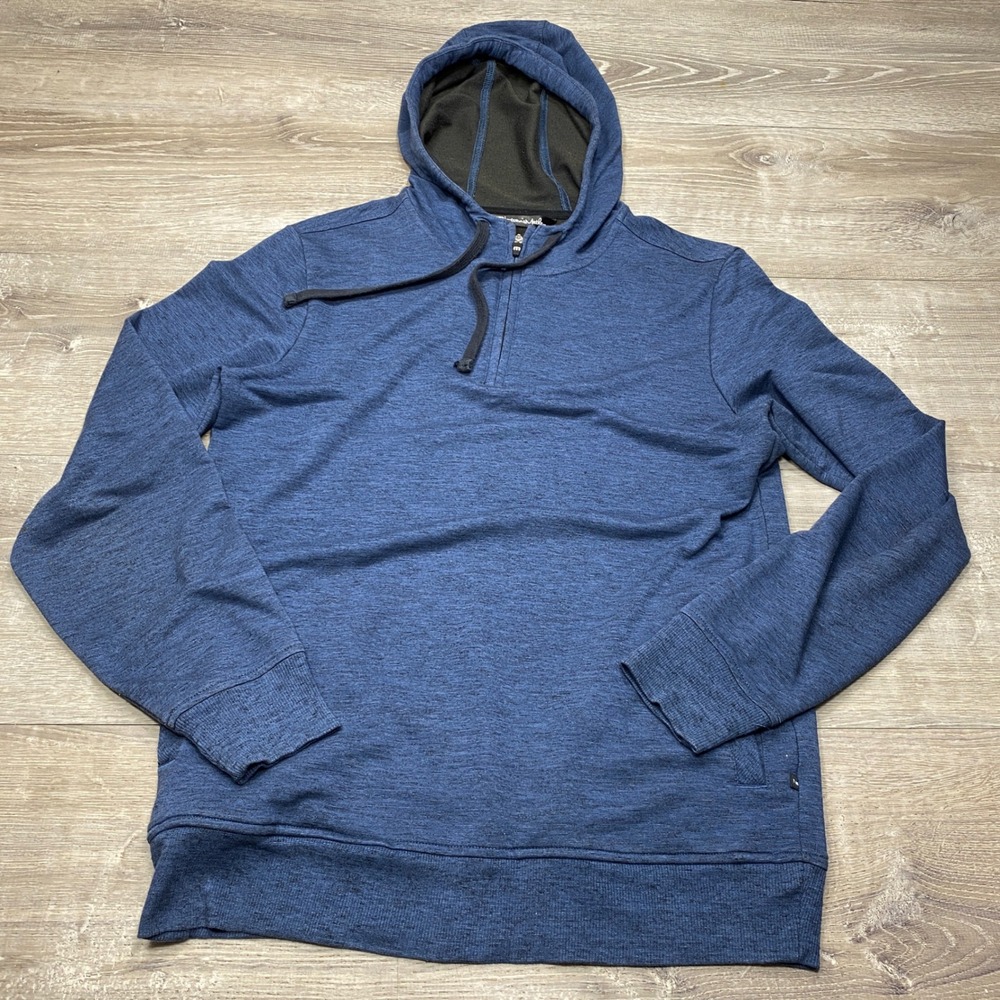 TravisMathew Coveside 1/4 Zip Hoodie Mens Small Blue Heathered Golf Cloud